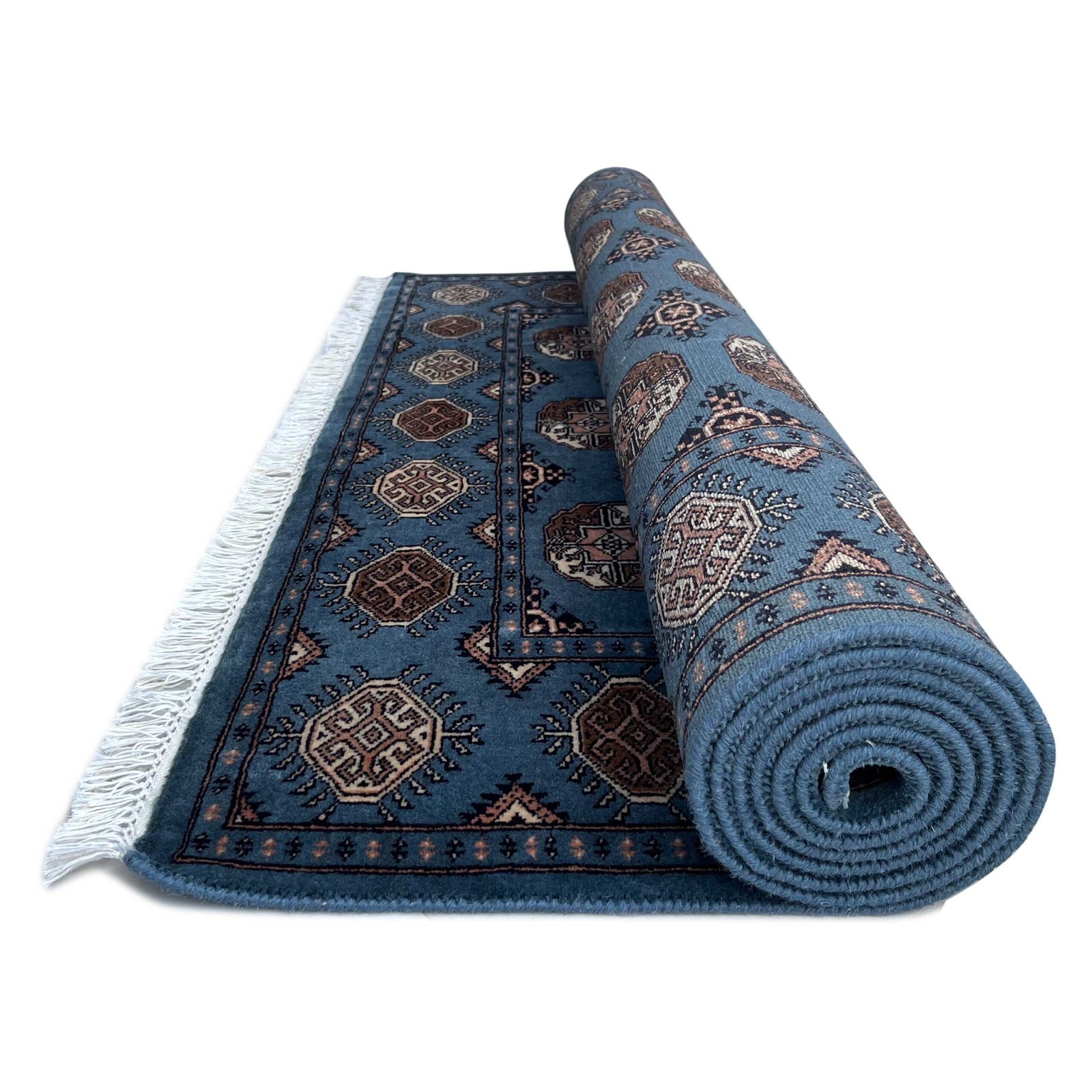 Handmade 6x9ft Bokara Bluish Gray Wool Rug – Hand Knotted Traditional Area Carpet - Image 3