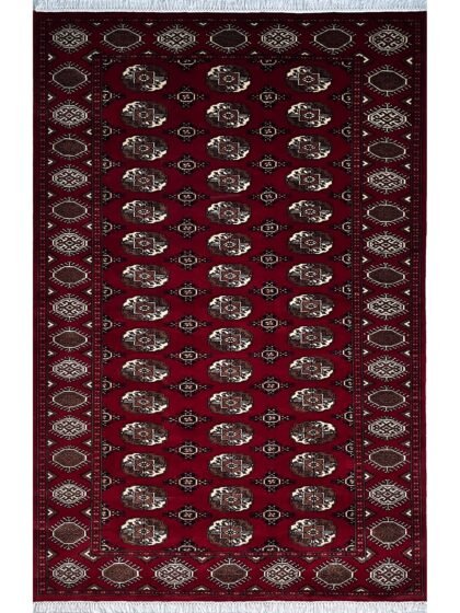 Handmade 6x9ft Red Bokara Wool Rug – Hand Knotted Traditional Oriental Area Rug