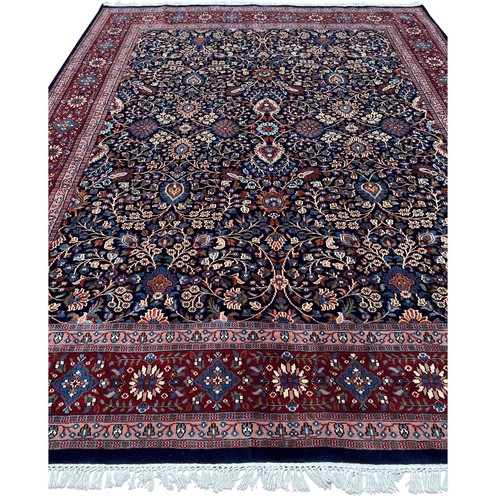 Hand Knotted Wool Area Rug 9x12 Ft Black Traditional Design - Image 7
