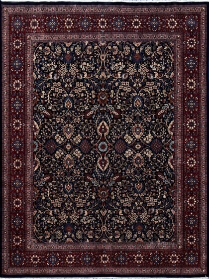 Hand Knotted Wool Area Rug 9x12 Ft Black Traditional Design