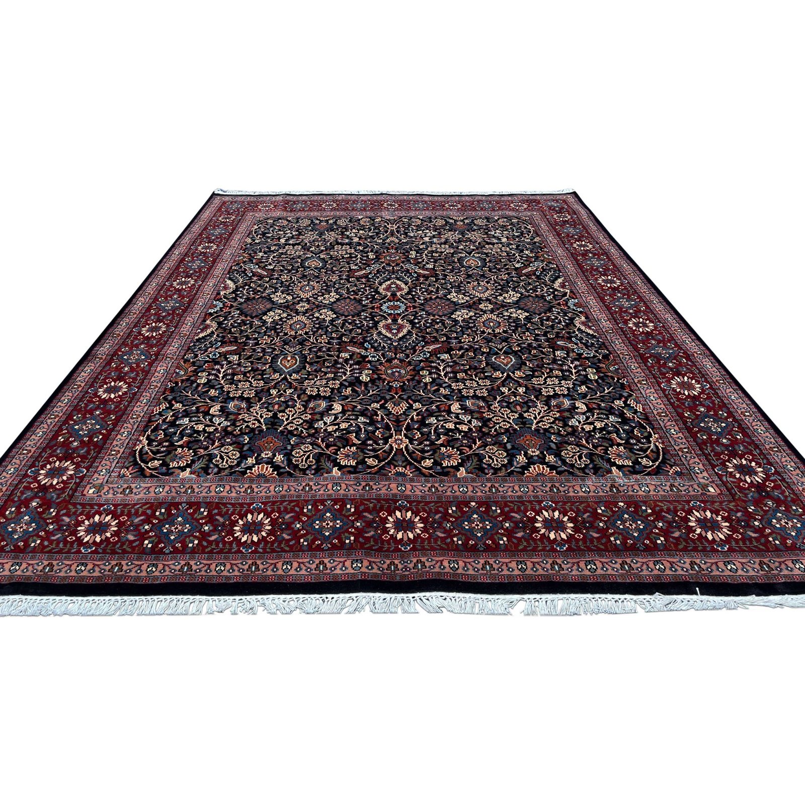 Hand Knotted Wool Area Rug 9x12 Ft Black Traditional Design - Image 6