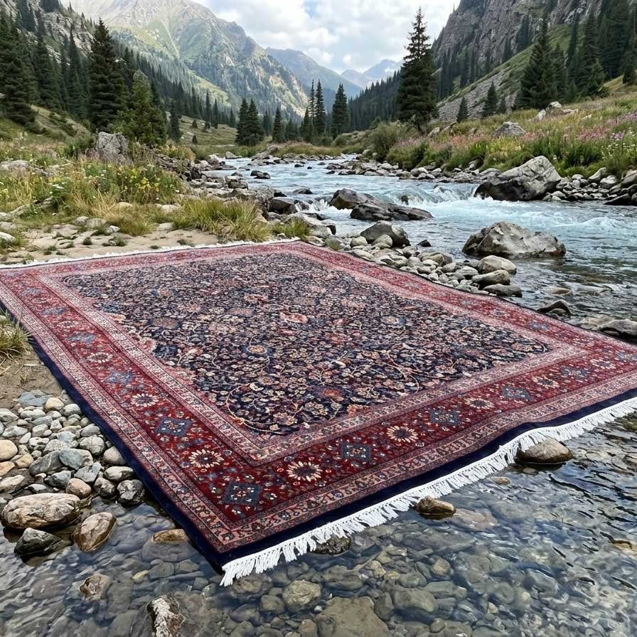 Hand Knotted Wool Area Rug 9x12 Ft Black Traditional Design - Image 3