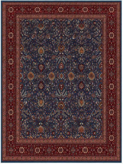 Hand Knotted Wool Area Rug 9x12 Ft Blue Traditional Design
