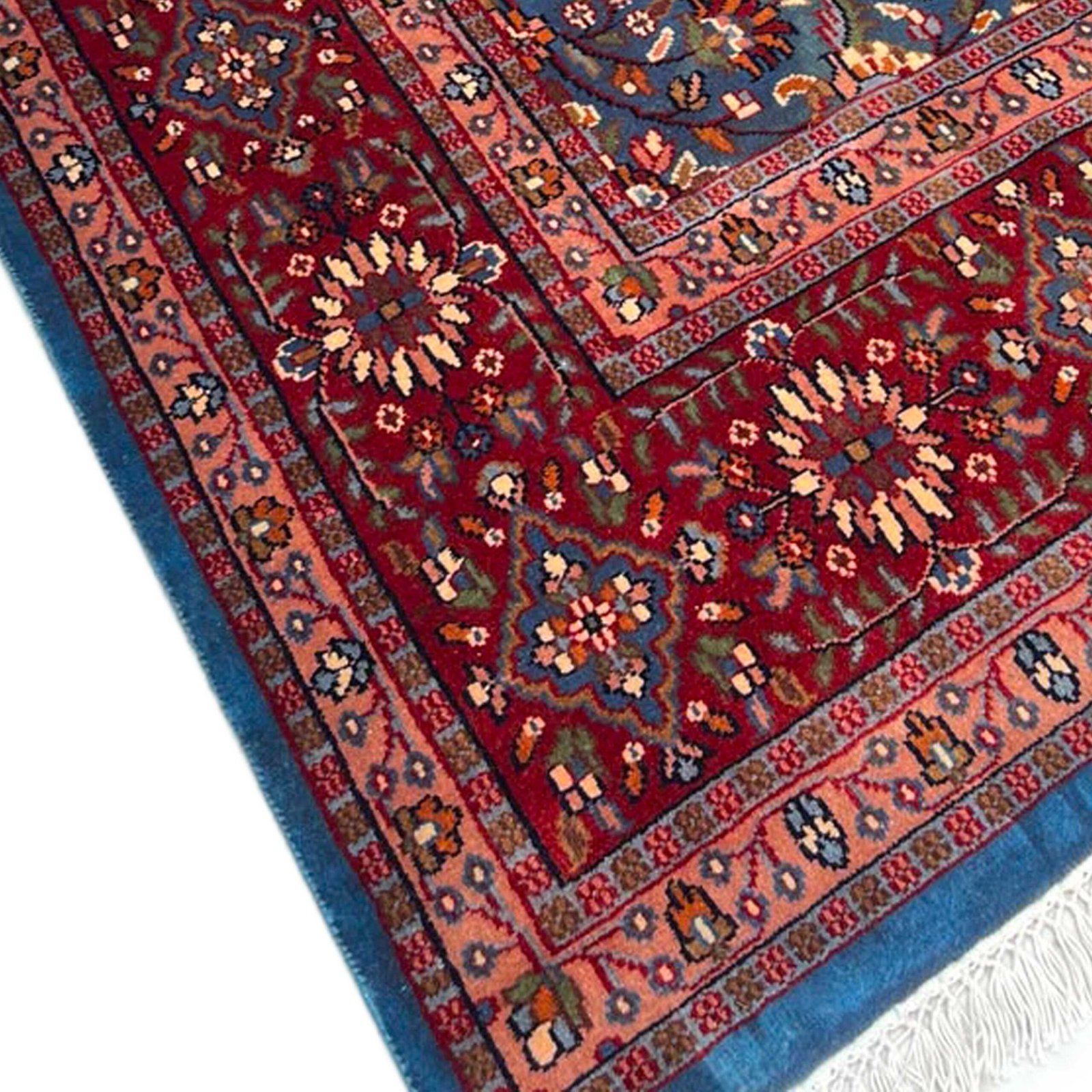 Hand Knotted Wool Area Rug 9x12 Ft Blue Traditional Design - Image 3