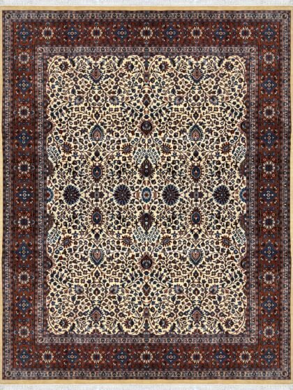 Hand Knotted Wool Area Rug 9x12 Ft White Traditional Design