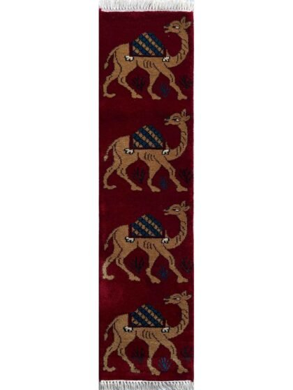 1 x 4 ft Red Hand-Knotted Wool Runner Rug Handmade