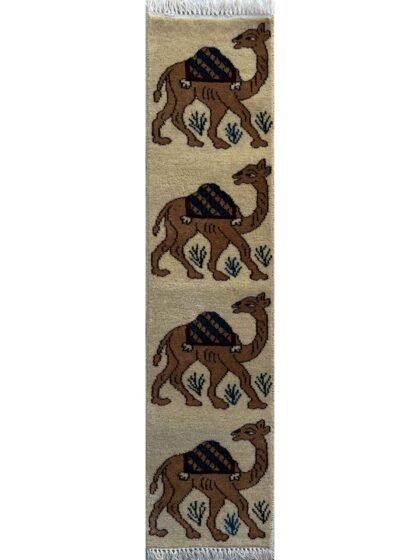 1 x 4 ft Ivory Hand-Knotted Wool Runner Rug Handmade