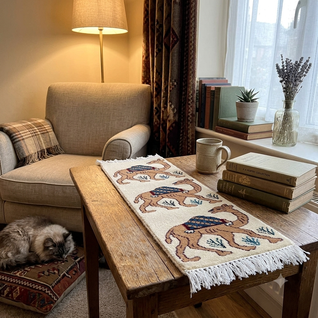 1 x 4 ft Ivory Hand-Knotted Wool Runner Rug Handmade - Image 2