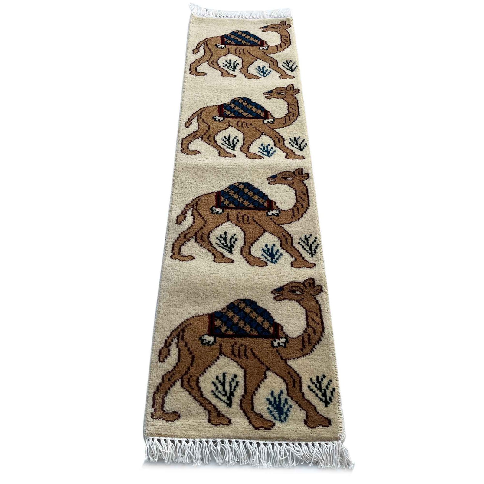 1 x 4 ft Ivory Hand-Knotted Wool Runner Rug Handmade - Image 7