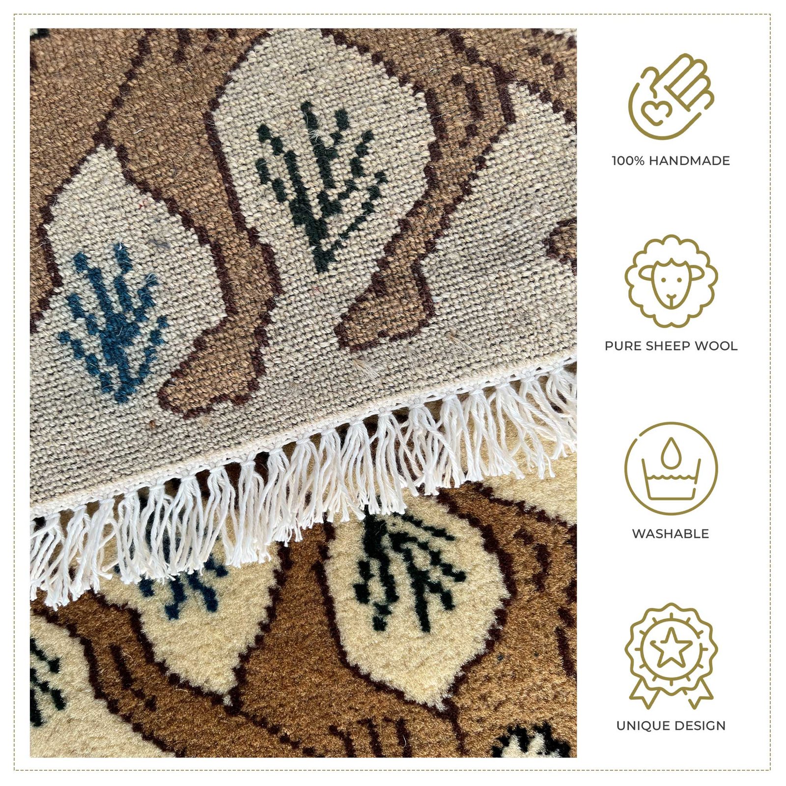 1 x 4 ft Ivory Hand-Knotted Wool Runner Rug Handmade - Image 5