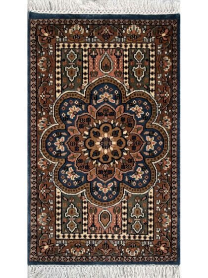 2 x 3 ft Gray Floral Hand-Knotted Wool Area Rug Handmade