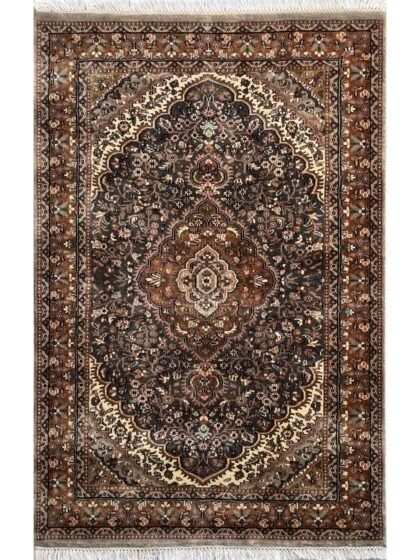4 x 6 ft Gray Indo-Style Hand-Knotted Wool Rug Handmade