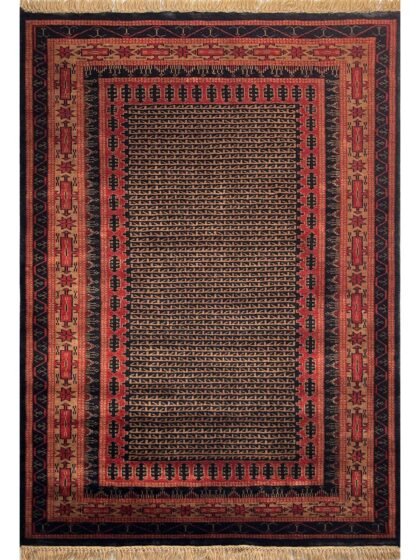 5×7 ft Black Hand Knotted Kanta Rug Wool